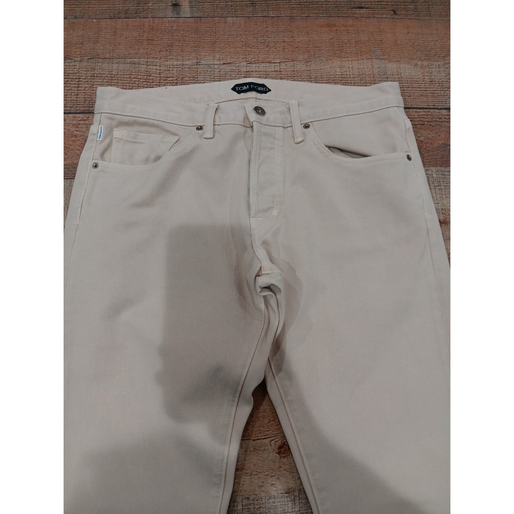 Tom Ford Ivory Button Fly Corduroy 5-Pocket Jeans Slim Fit Straight 2798